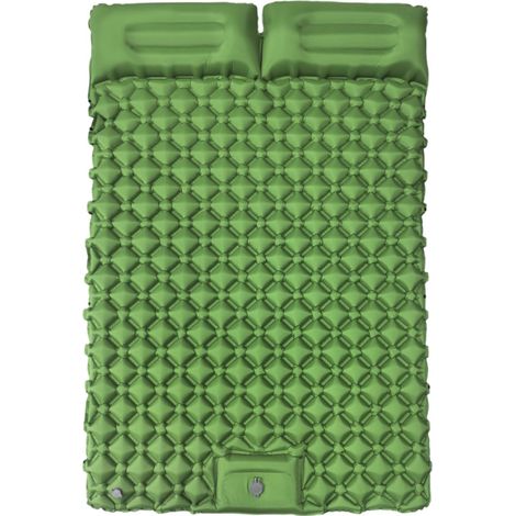 Ce matelas de sol gonflable double couche est doté d'un dossier intégré et est fabriqué en nylon et TPU. Portable et léger, il est idéal pour le camping, la randonnée et les voyages. Dimensions : 190 (1/5)