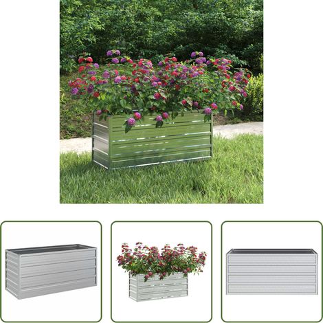Hochbeet -  Garten-Hochbeet 100x40x45 cm Verzinkter Stahl Silber (1/5)