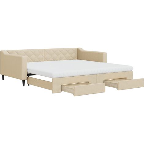 Maison Exclusive - Tagesbett Ausziehbar mit Schubladen Creme 100x