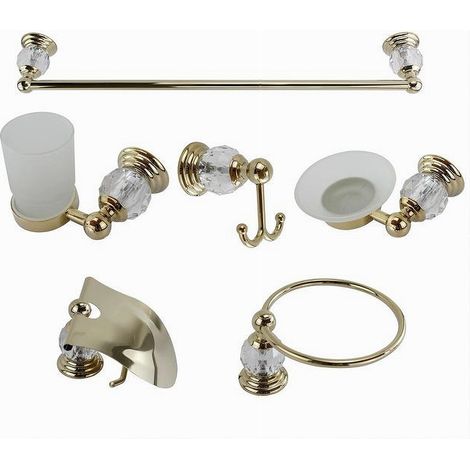 Cleafe - Set Bagno 6pz Vetro Intagliato 69202 Porta Asciugamano Rotolo Bicchiere Spazzolino - (1/2)