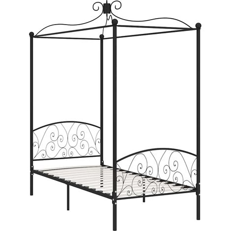 Maison Exclusive - Letto a Baldacchino Nero in Metallo 100x200 cm (1/5)