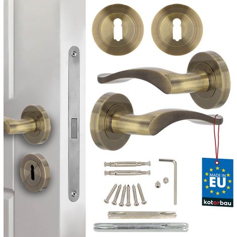KOTARBAU® Türgriff für Innentüren, kurze geteilte Platte, Patina + Schlüsselrosette