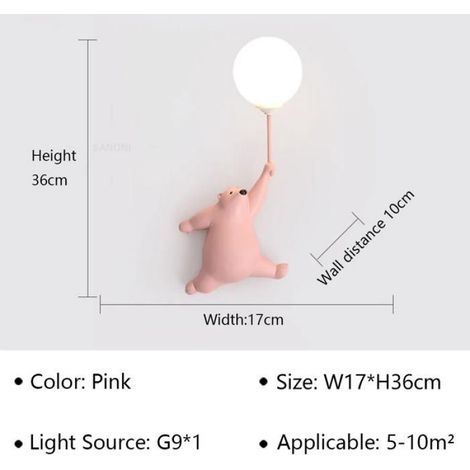 Applique murale LED moderne pour chambre d'enfant, One-handed pink bear (left hand) monochrome warm light/mcj (1/4)