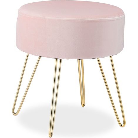 Puff da toeletta in velluto moderno 40 x 45 cm seduta decorativa finitura opaca in velluto rosa cipria 130008312