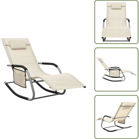 Sonnenliege Textilene Creme und Grau - Sonnenliege - Gartenliege - Strandliege - Textilene - Wetterfest (1/5)