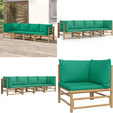 Salon de jardin 4 pcs avec coussins vert bambou - Salon De Jardin - Mobilier De Jardin - Ensemble De Salon - Meubles De Jardin - Bambou - Home & Living (1/5)
