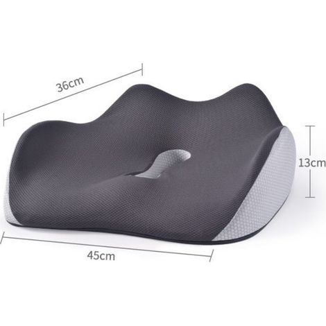 Graues orthopädisches Kissen für langes Sitzen, zur Entlastung von Steißbein und Druckstellen, ergonomischer, hochdichter Schaumstoff (1/5)