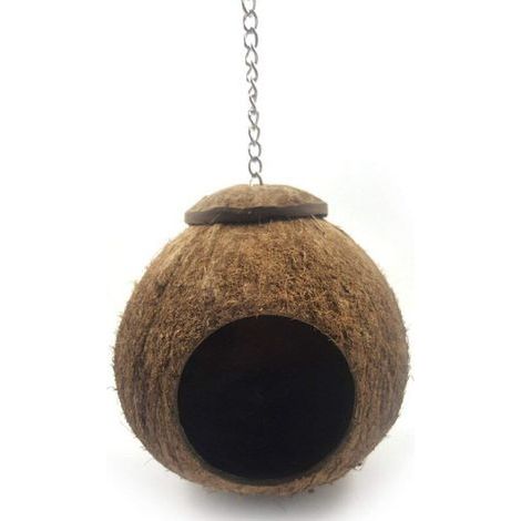 Cage à oiseaux en noix de coco, nichoir, lit pour perroquets, perruches, calopsittes élégantes, canaris, cage pour pinsons, hamsters, rats, gerbilles, cage pour souris, mangeoire, jouets (1/5)