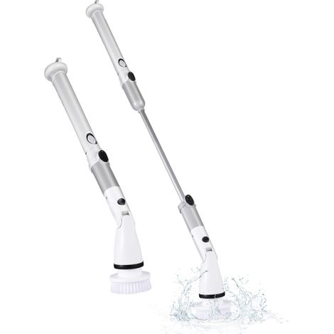 Limpiador rotativo eléctrico inalámbrico con mango extensible, 4 cabezales de cepillo y batería de 2000 mAh para cocina, baño, azulejos y ventanas. (1/5)