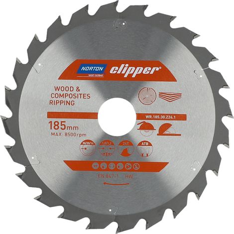 Lama per sega circolare Norton circular saw blade 185mm 24 denti (1/2)