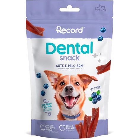 Dentalsnack pelle e pelo snack per cani fusilli 75 g mirtillo