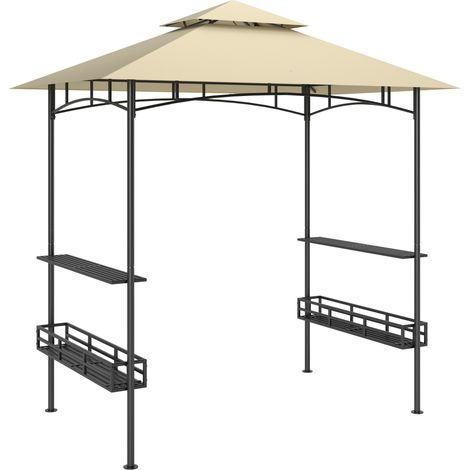 Pérgola para barbacoa 240 x 150 x 257 cm beige de acero con techo doble (1/5)
