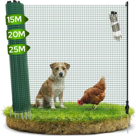 AREBOS Mobiler Gartenzaun 25 m Kunststoffnetz HDPE mit 15 Pfosten 90 cm Höhe leichter Begrenzungszaun für Hunde Kleintiere Camping temporäre Absperrung Outdoor (1/5)