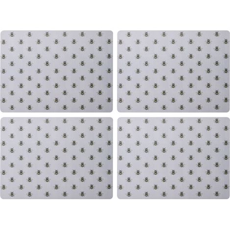 Creative Tops Bee Print Juego de 4 manteles Individuales Grandes de Primera Calidad, Resistentes al Calor, Antideslizantes, Resistentes a Las Manchas, con Reverso de Corcho, fáciles de Limpiar