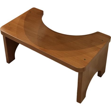 Tabouret de toilette en bambou - Tabouret accroupi forme C - Escabeau WC en bois - Pour enfants et adultes - 39x20x17 cm - Bois naturel (1/5)