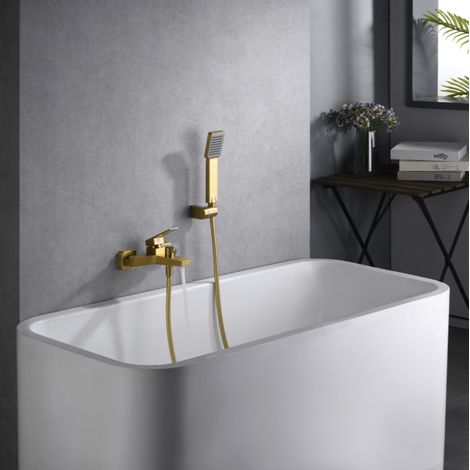 Imex -  Grifo Monomando Ducha y Bañera  Oro Serie Art