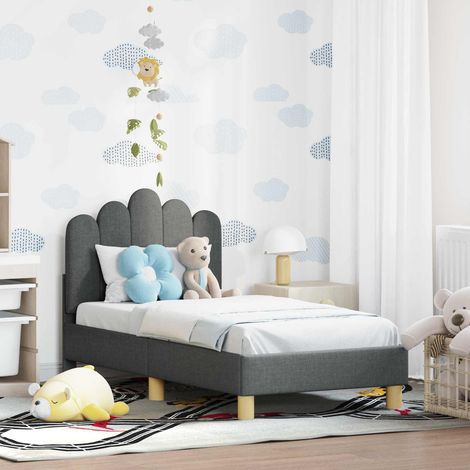 Kinderbettgestell mit Kopfteil Dunkelgrau 70 x 140 cm Stoff