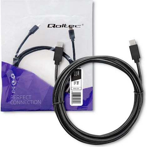 Cable USB 2.0 tipo C macho Qoltec  USB 2.0 tipo C macho  2 m  Negro (1/5)