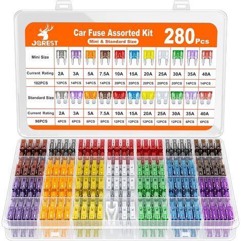 APEX 280 Pcs Fusible Voiture Set, 182 Mini Fusibles Auto + 98 Moyenne Fusibles Automobile + 1 Extracteurs de fusibles - pour Voiture/Moto (1/5)