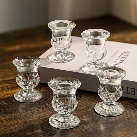 Chandelier Bougeoir Verre Decoratif - Lot de 20 Petite Bougeoir Mariage Noel Decoration Maison, Supports pour Bougies Coniques Centre de Table Salon Chambre (1/5)
