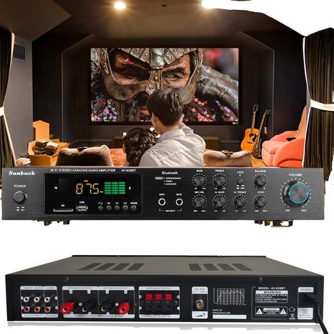 Amplificateur Bluetooth, puissance de sortie de 600W, Bluetooth 5.0, affichage LED, radio FM, entrées USB/AUX/RCA (1/5)