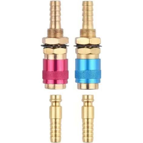 Lot de 2 adaptateurs de chalumeau de soudage Heavy Duty M 6/8/10 en laiton - Connexion rapide - Raccords en laiton - Torche de soudage TIG (1/5)