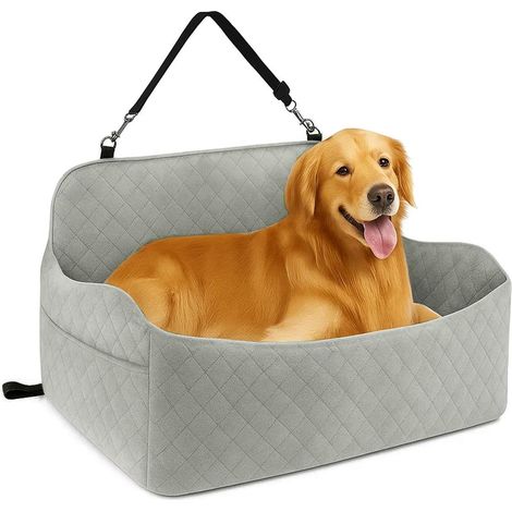 YORKING Hunde Autositz für Mittelgroße & Große Hunde bis 25 kg Tragbarer Hundesitz Auto mit Abnehmbarem Waschbarem Bezug, Hundebett Auto (25 kg Grau, M)
