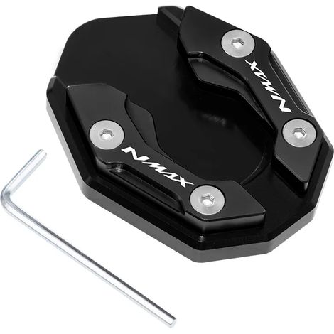 (NMAX-BK) Accessoires moto : béquille latérale compatible avec YAMAHA NMAX155 N MAX NMAX 155 125 NMAX125, plaque d'extension de béquille, support et base de repose-pied maxpower (1/4)