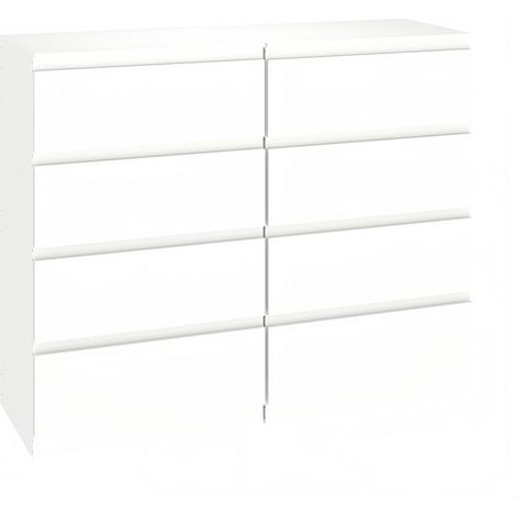 Kommode 2er Set mit 4 Schubladen, Nachttisch, Beistelltisch, Weiß MDF (1/5)