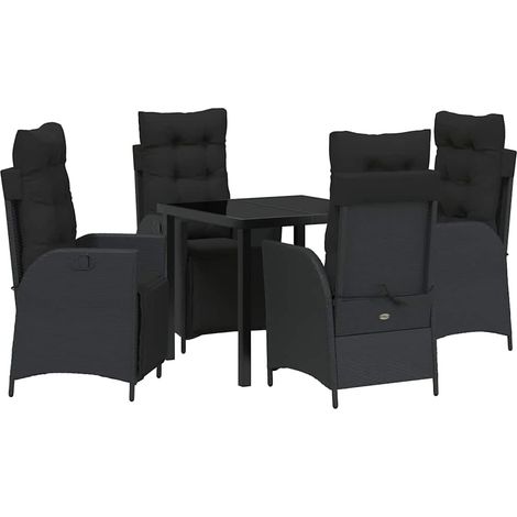 Maison Exclusive - Set da Pranzo per Giardino 5 pz Nero polyrattan (1/5)