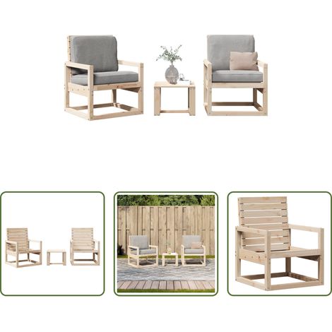 vidaXL Table de jardin - Salon de jardin 3 pcs bois massif de pin (1/5)