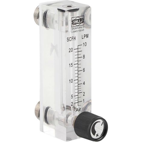 Débitmètre à gaz réglable LZM6T 1-10 L/min 1/4" BSP M18 x 1,5 en acrylique PMMA (1/4)