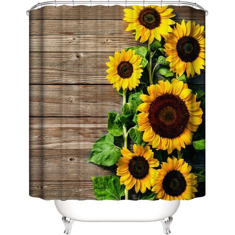Rideau de douche tournesol 180 x 200 cm (fleurs), Rideau de douche tournesol