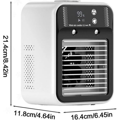 Ventilateur Climatiseur - Rafraîchisseur Évaporatif 2 Vitesses - Bureau Chambre Voiture Camping Garage - Réservoir 500 ml - 1 Pièce (1/5)