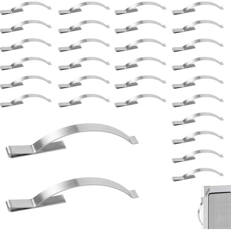 30pcs Clips pour Moustiquaire de Fenêtre, Clips d'Angle à Ressort de Tension en Acier Inoxydable Clips à Ressort Plats Fenêtre Maintiennent Solidement Moustiquaires dans Canaux en Aluminium (1/5)