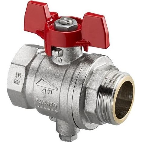 OVENTROP Kugelhahn flachdichtend, mit Temperaturfühleranschluss M 10 x 1,0, für Multidis SH/SF/SFQ Heizkreisverteiler, DN 25, 1406708 (1/3)