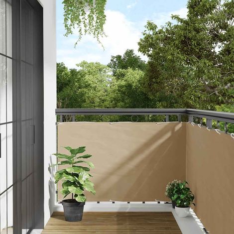 vidaXL Paravento da Balcone in Tessuto Oxford 90x400 cm Beige (1/5)