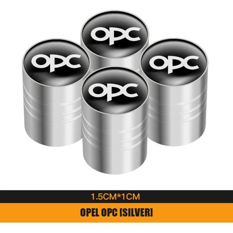 (A OPC Argent) 4 bouchons de valve de pneu en alliage métallique compatibles avec Opel Corsa, Astra, Insignia, Vectra, Zafira, Meriva, Mokka, Grandland et Vivaro (1/5)