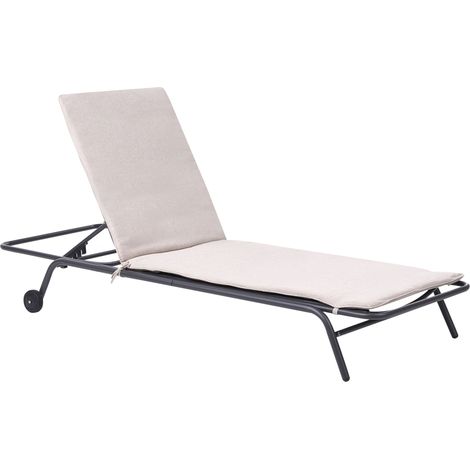 Tumbona de jardín con estructura de metal gris oscuro y tejido olefínico reclinable beige Volterra