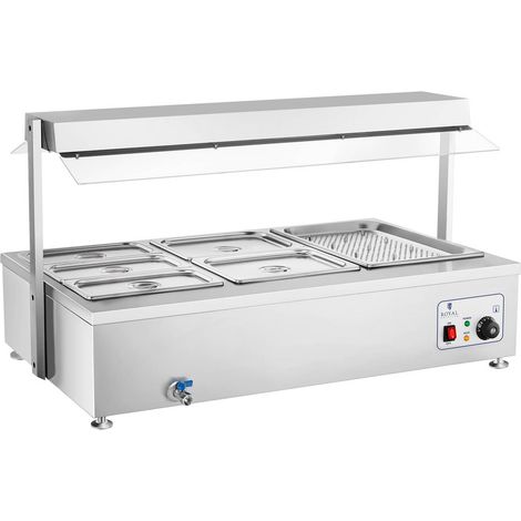 Bain Marie - Royal Catering - 6  couvercles et accessoire à viande - Tension: 2900 W (1/4)