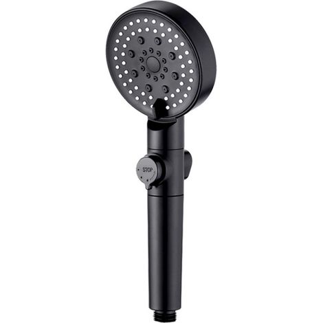 Pommeau de douche haute pression-5 modes de contrôle-Bouton pause-Joints anti-obstruction-Métal-Douchette-Convient pour la douche (1/5)