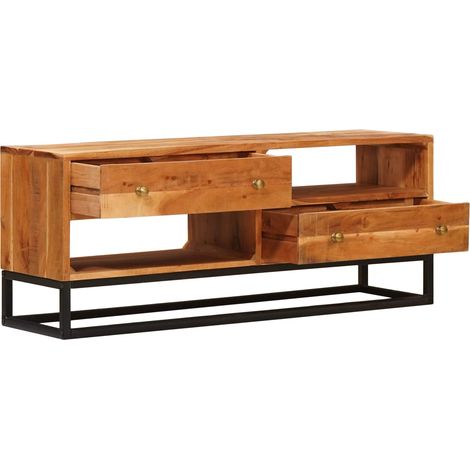 Meuble TV Naturel 110 x 30 x 44 cm Bois d'Acacia Massif (1/5)
