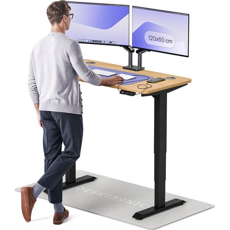 Desktronic Bureau assis debout HomePro - 120x60cm - Noir/Chêne