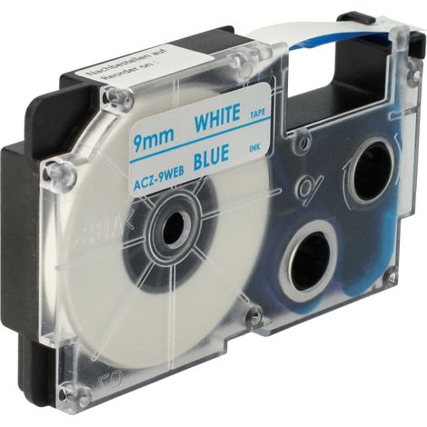 vhbw Label Tape Replacement for Casio XR-9WEB1, XR-9WEB for Label Printer 8m x 9 mm, Blue on White (1/4)