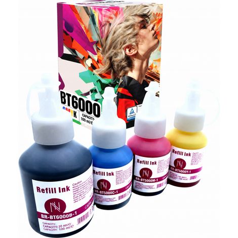 Encre Inkdigo BT6000 compatible avec les imprimantes Brother DCP-T300, MFC-T800W et DCP-T510W. Certifiée TÜV. (1/5)