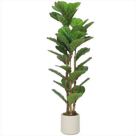 Plante artificielle Figuier lyre artificiel 120 cm tronc bois pot (1/5)