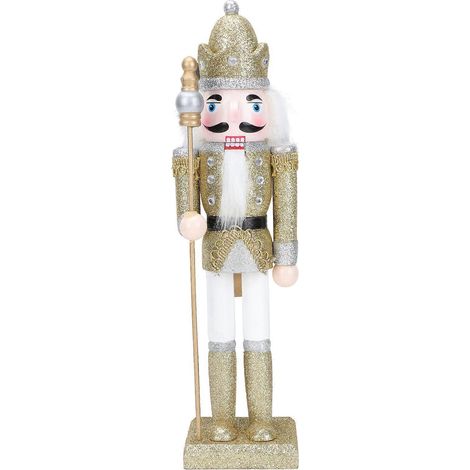 figurine de soldat Casse-Noisette - Cadeau de Noël pour enfants - Décoration de Noël-30x7.5cm-Golden (1/3)