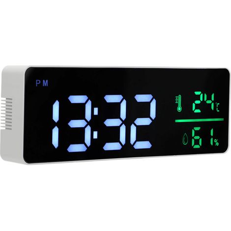 LED-Digitalwecker mit farbigem Wanddisplay, elektronische Uhr mit Temperatur- und Feuchtigkeitsanzeige (1/5)