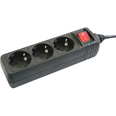 Multiprise avec 3 Prises, Interrupteur, 16 A, Design écologique, Couleur Noire - Idéal pour connecter Plusieurs appareils électriques.