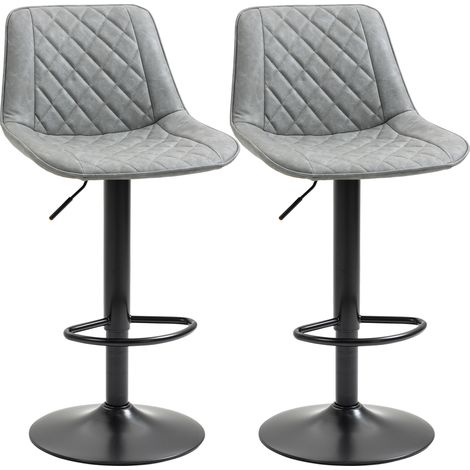 Banc rembourré, en cuir, gris, 106 cm, réglable, avec repose-pieds, pour salon chambre entrée, assise confortable, pour entrée salon chambre